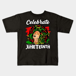 Juneteenth Afro Woman Black Queen African American Melanin Kids T-Shirt